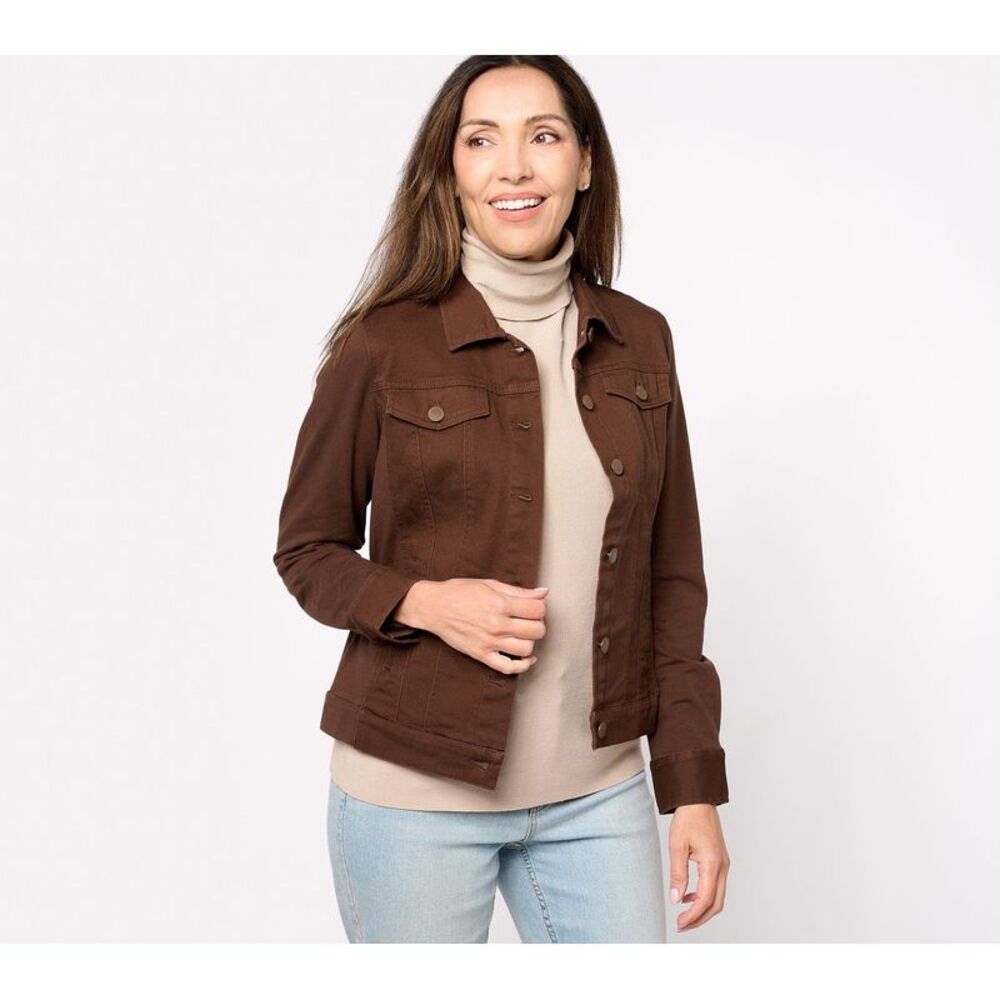 Gloria Vanderbilt Women's Plus Sz Jacket 3X Twill Knit Back Sleeves Gray A606112